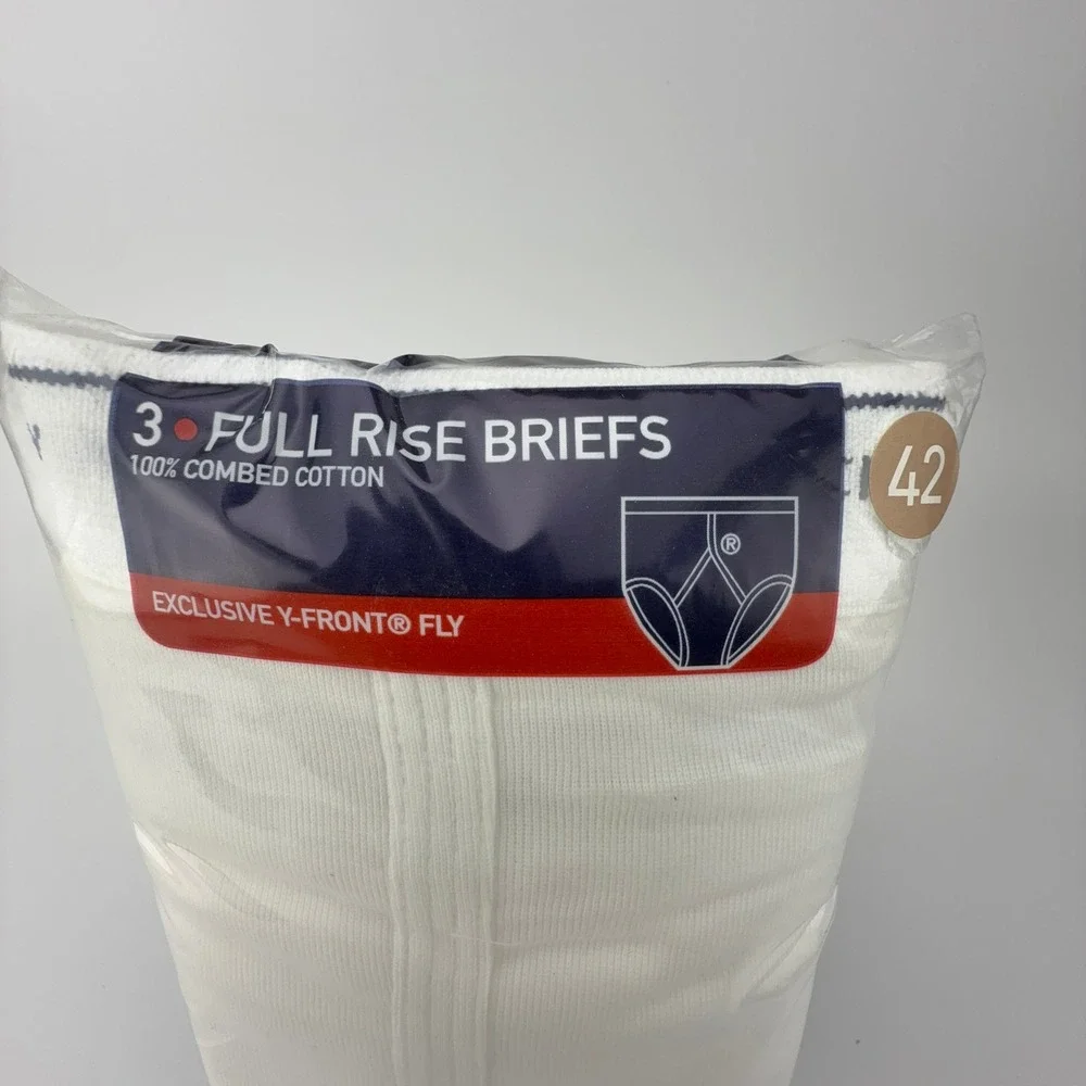 Jockey Classic Full Rise Briefs 3 Pack White Y-Front Fly Size 42 Style 9007 New